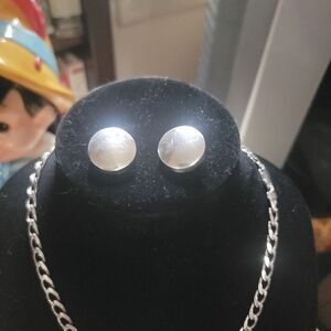 Early Taxco Sterling Silver Button style round earrings handmade Clip-on 1" MX